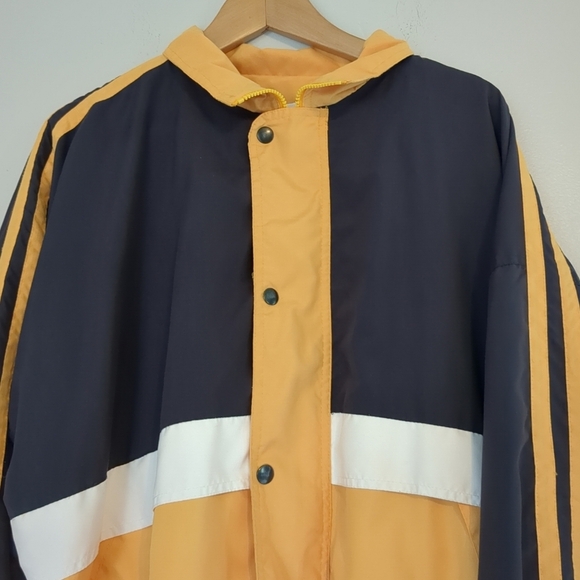 VTG Bill Blass Jacket Navy and Yellow Men's XL Windbreaker Gorpcore Streetwear - Picture 2 of 10